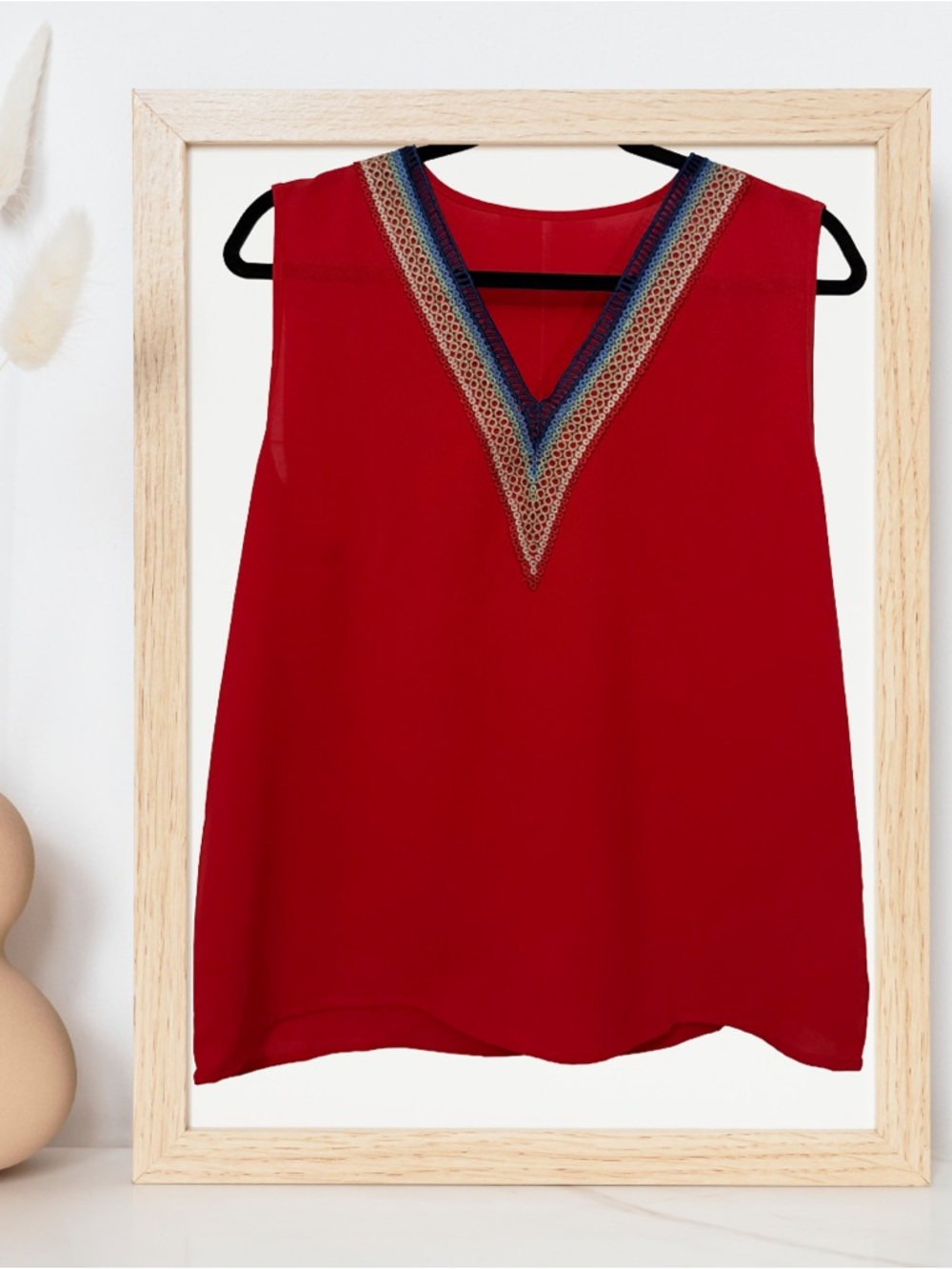 BOGO! V-Neck Tank Top with Embroidered Trim
